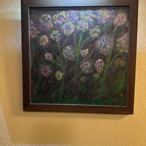 Floral Art Print with Dark Wood Frame